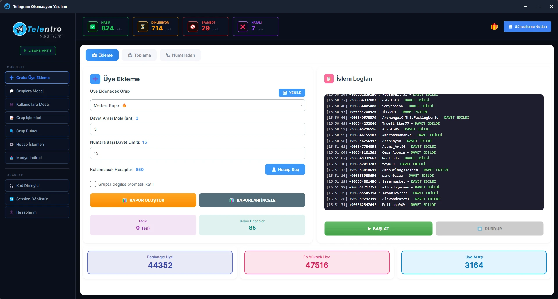 Telentro 1 Aylık Lisans